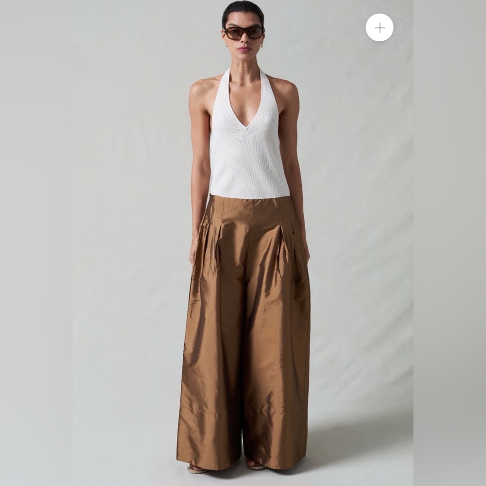 Chan Luu Techno Taffeta Ultra Wide Leg Trousers